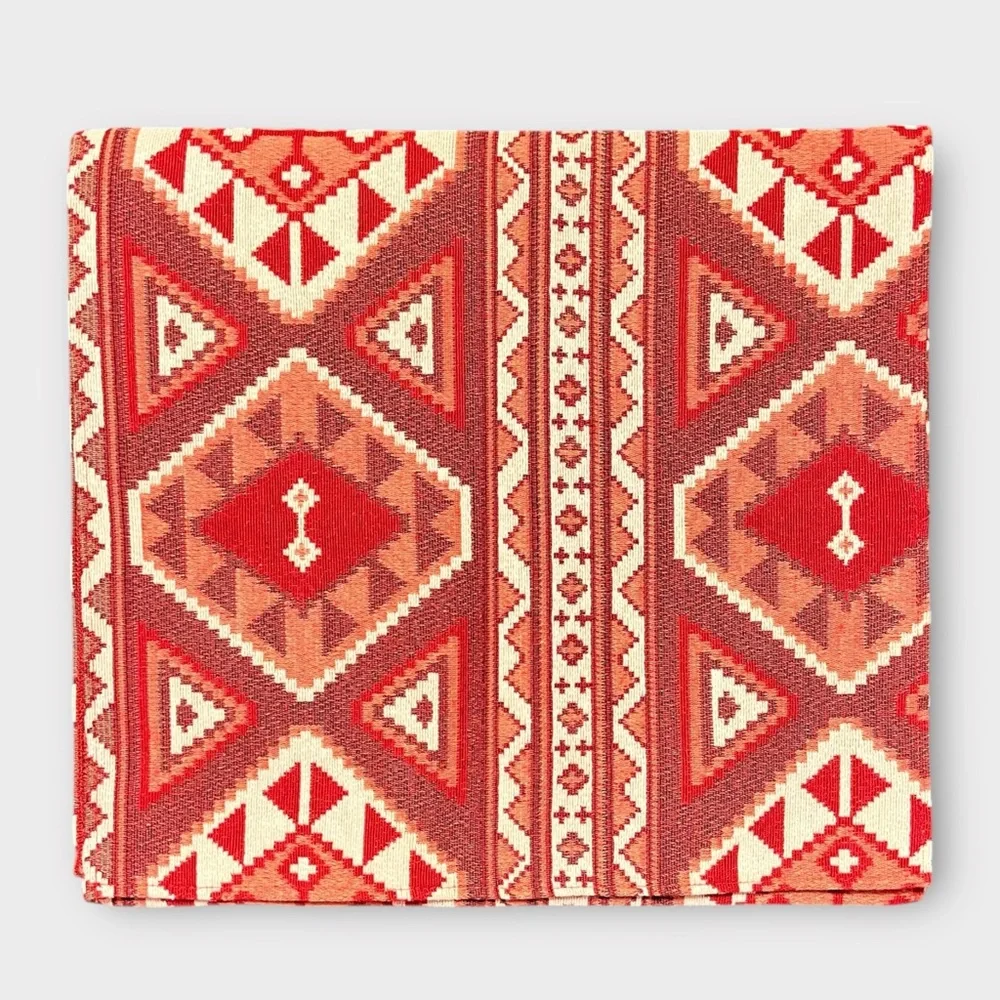 SOUTHWEST boho tribal Aztec table runner red & cream tones size 52” x 15”